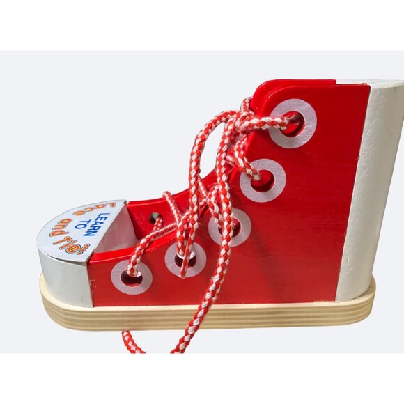 Melissa & Doug Learn to Lace and Ties Wood Shoe - Picture 4 of 11